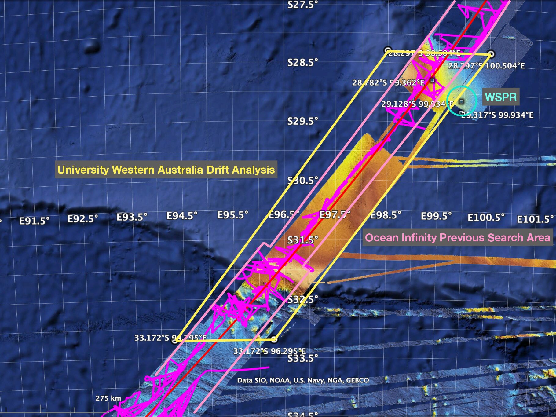 MH370 Search Area (Updated)
